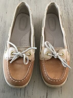 Sperry Angelfish Metallic Python Linen/Gold Boat Shoe